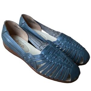 Softspots blue leather huarache Trinidad woven sandals size 9.5 double wide